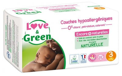 LOVE & GREEN Couches écologiques taille 2 (3-5kg) 36 couches pas