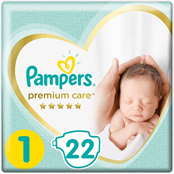 Pampers Premium Care, Size 1 Newborn, up to 5 kg, 22 Disposable Diapers